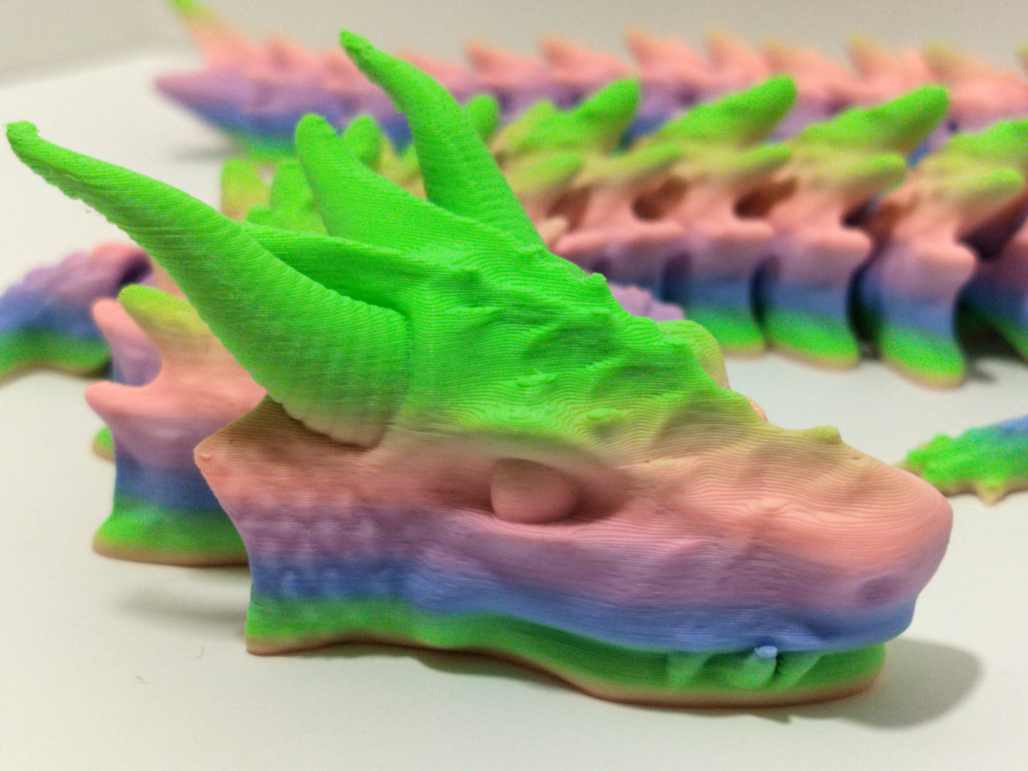 19.5" Rainbow Articulating Flexi Dragon (3D Print)