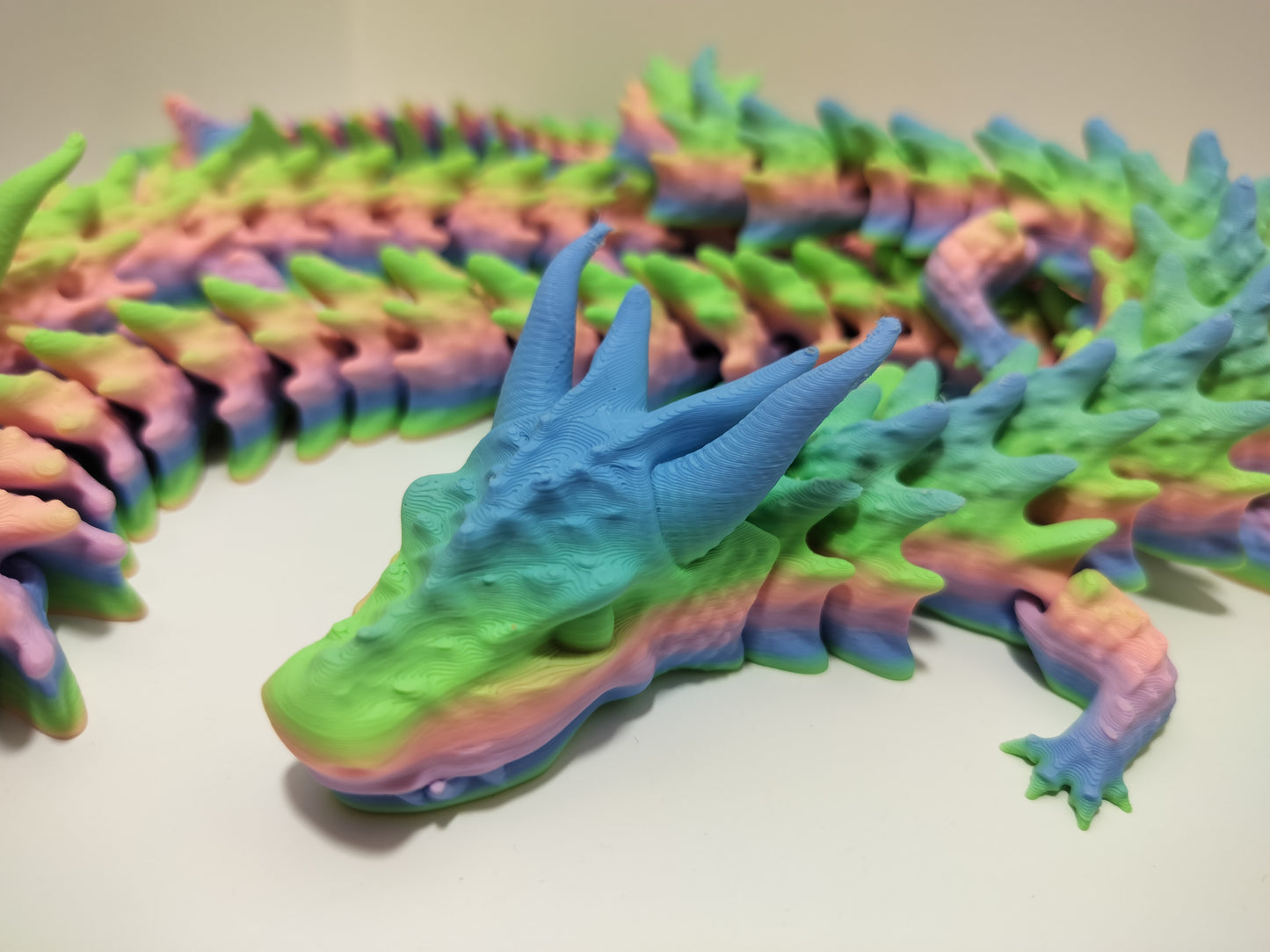 19.5" Rainbow Articulating Flexi Dragon (3D Print)