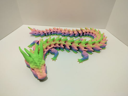 19.5" Rainbow Articulating Flexi Dragon (3D Print)